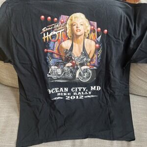 2012 Ocean City MD Bike Week T-Shirt Mens L Black Bike Rally Marilyn Monroe